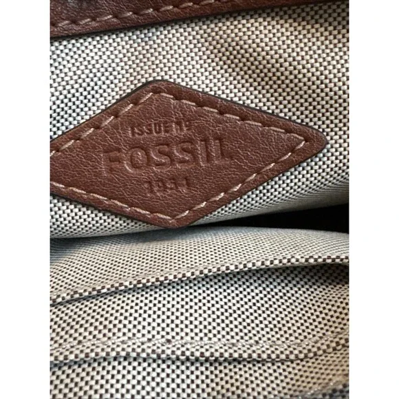 Fossil Heritage Mini Flap Crossbody Bag Brown Leather  EUC - Picture 5 of 16